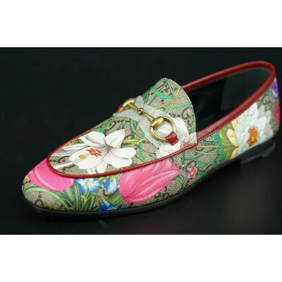 GUCCI Jordaan GG Supreme Monogram Canvas Floral Horsebit Loafer 35 NIB $780 - Picture 5 of 12
